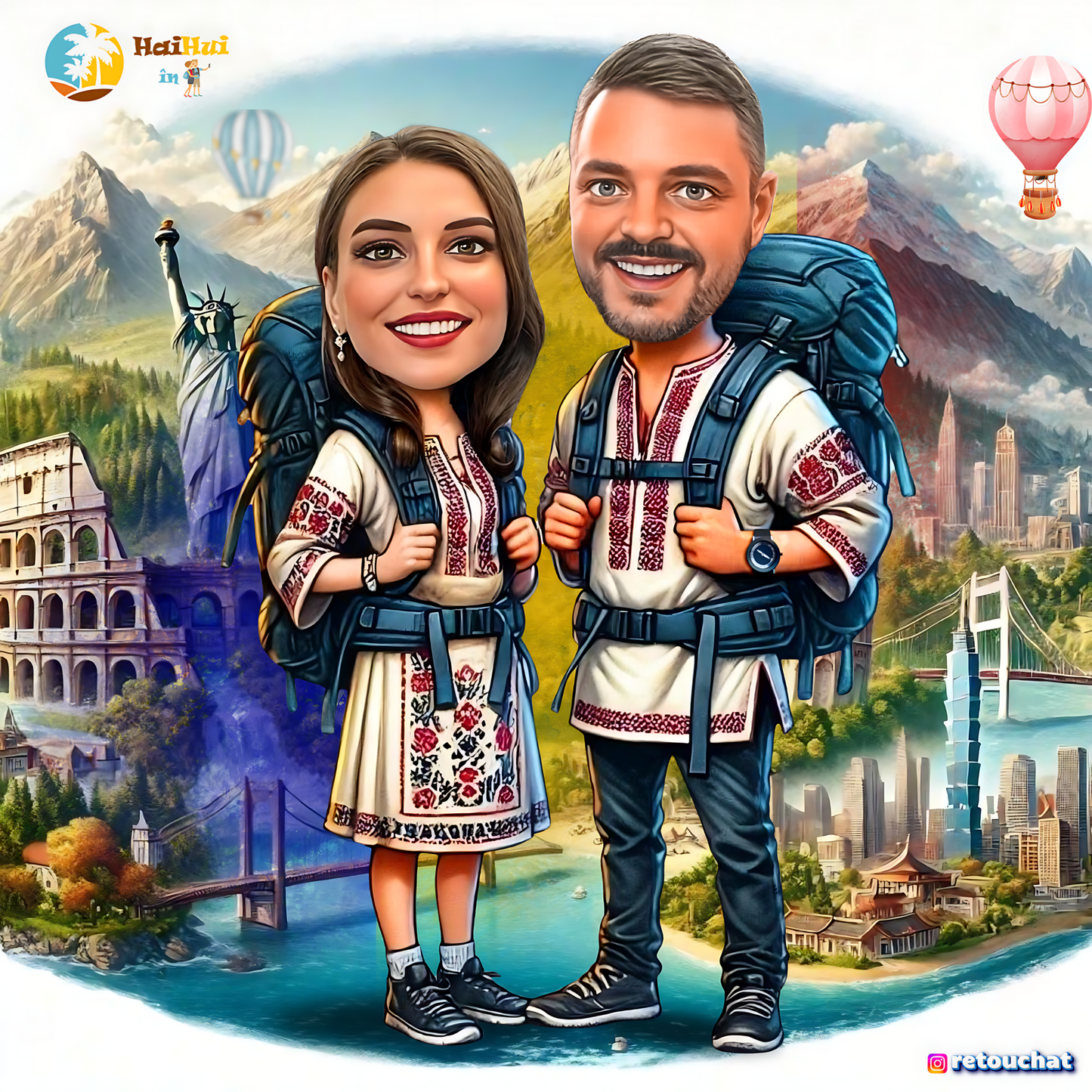 Caricatură Cuplu 2 Persoane