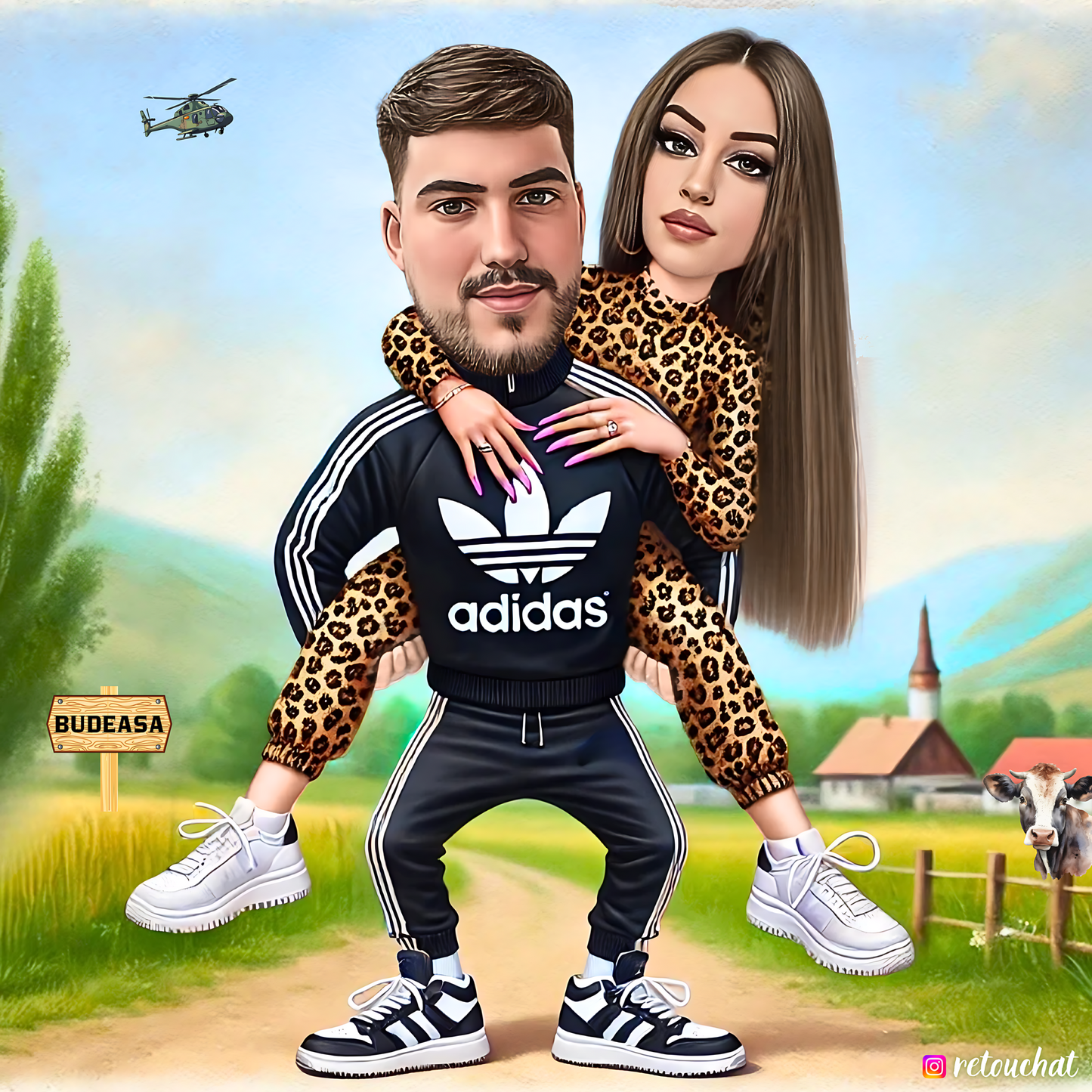 Caricatură Cuplu 2 Persoane